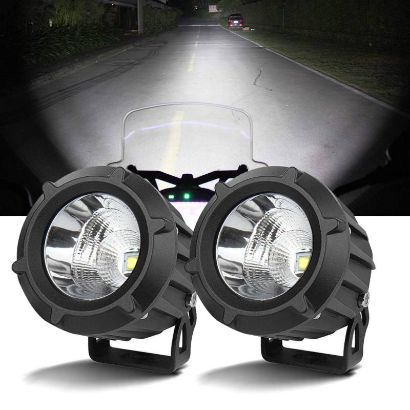 Chelhead Motorrad LED Zusatzscheinwerfer, 3.5 Zoll 2x25W Runde Led Nebelscheinwerfer 6000K, IP67 Wasserdicht Strahler Offroad Flutlicht, Rückfahrscheinwerfer für Auto, Traktor, SUV, UTV, ATV von Chelhead