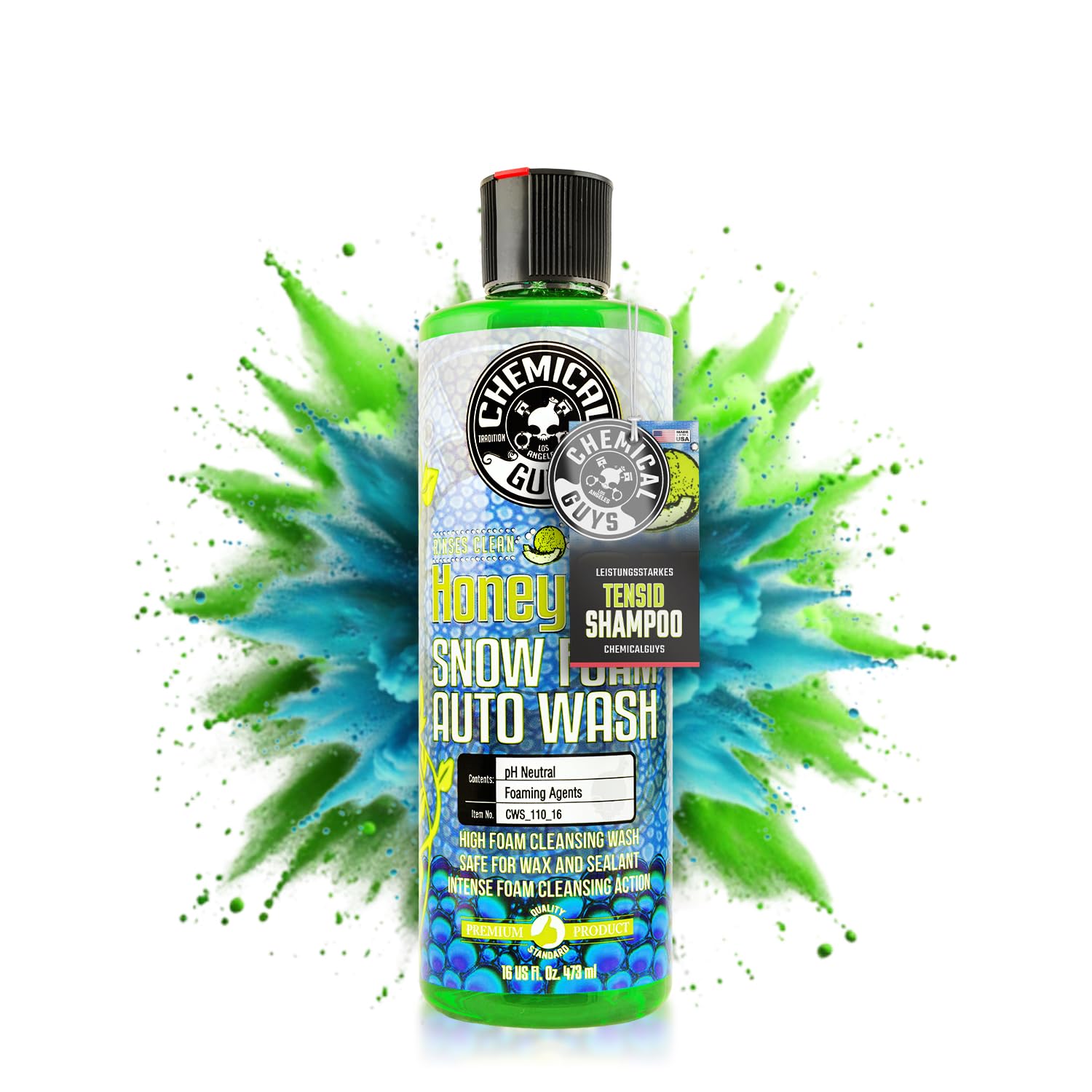 CHEMICAL GUYS® Honeydew Snow Foam - Effektiver Auto Reiniger, Auto Shampoo, schonend zu Versiegelungen, Entfernung hartnäckiger Verschmutzungen, Hochwertige Autopflege für alle Lackarten 473ml von Chemical Guys