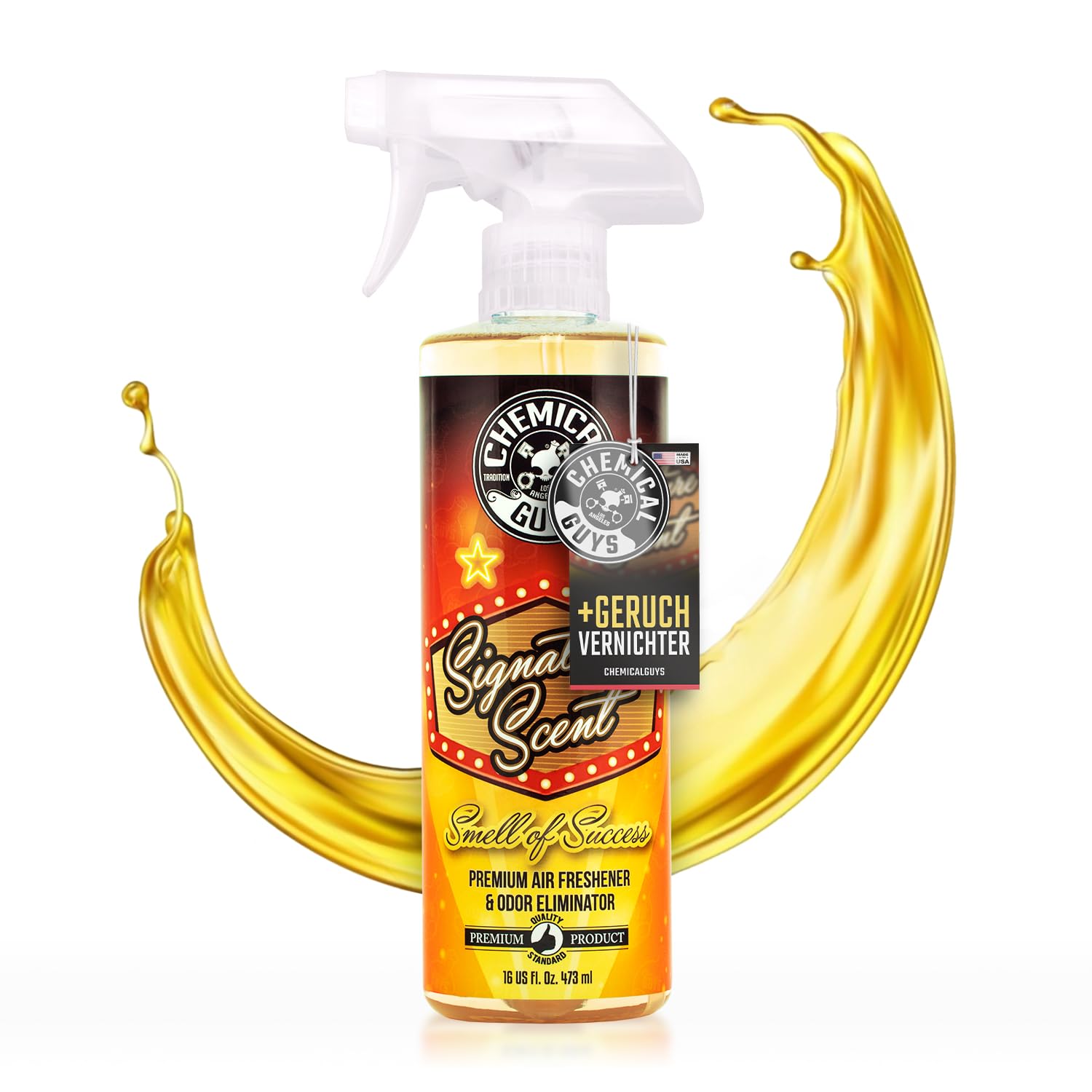 CHEMICAL GUYS® Signature Scent & Odor Destroyer AIR_069_16_V2 - Auto Lufterfrischer & Geruchsneutralisierer, Autoparfüm, entfernt dauerhaft unangenehme Gerüche wie Rauch & Tiergerüche 473ml von Chemical Guys