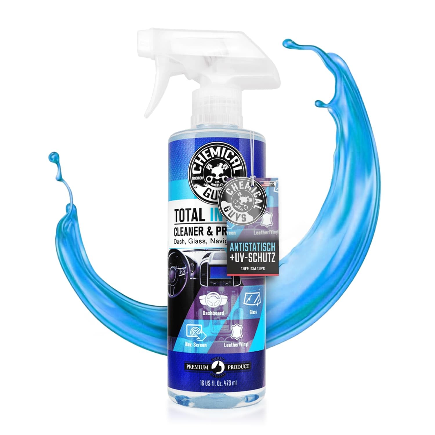 Chemical Guys® Total Interior Cleaner SPI22016 – Für alle Oberflächen im Innenraum, Cockpit Reiniger porentiefe Reinheit für Kunststoff, Polster, Leder - Cockpitpflege 473ml von Chemical Guys