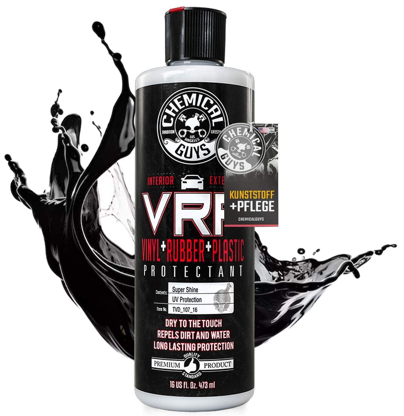 Chemical Guys® VRP Vinyl, Rubber, Plastic Shine & Protectant, Kunststoffpflege Auto, Intensivpflege für alle Kunststoffteile innen & außen Kunststoffreiniger Auto Kunststoff Auffrischer Cockpit 473ml von Chemical Guys