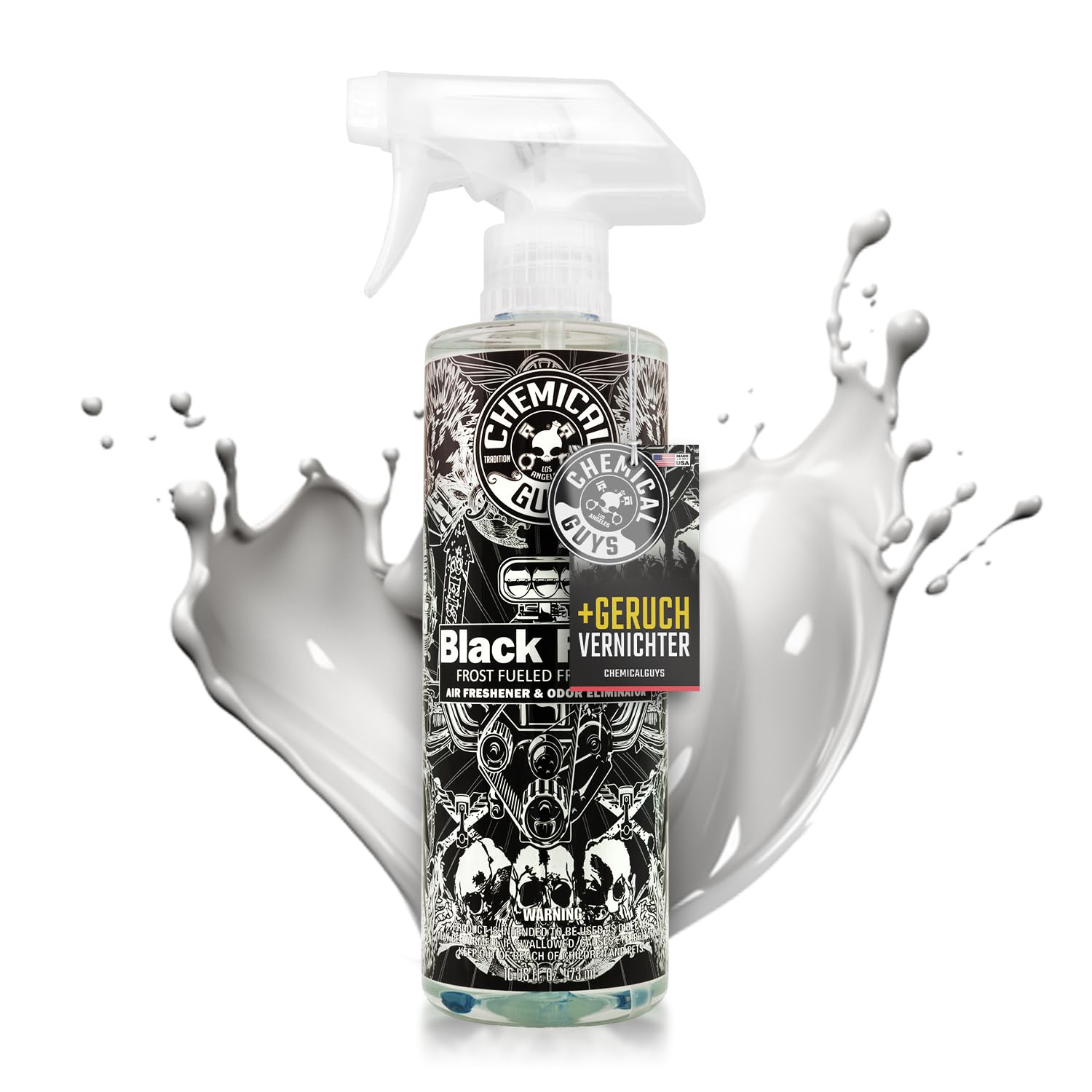 Chemical Guys AIR_224_16 Black Frost Lufterfrischer und Geruchsbeseitiger, ideal für Autos, LKWs, SUVs, Wohnmobile, Zuhause, Büro, Schlafsaal und mehr), 473 ml von Chemical Guys