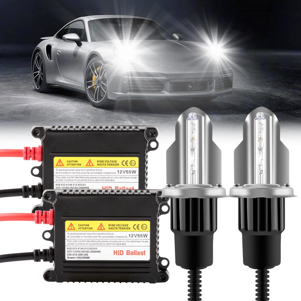 Chemini Xenon-Set H4 HID 55 W 6000 K weiß für Auto Fernlicht / Abblendlicht, ersetzt Xenonlampe oder Halogenlampe von Chemini