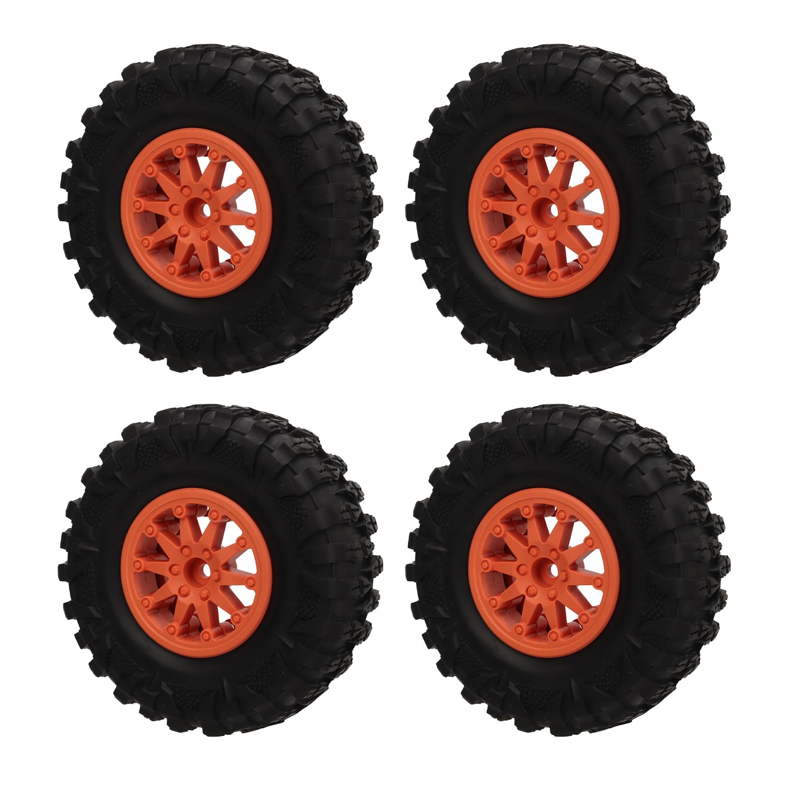 2,2 Zoll RC Mud Terrain Reifen, Gummi-Crawler-Reifen und Kunststoffräder, Crawler-Reifen, weiche Gummireifen, RC-Car-Reifen, kompatibel mit Axial SCX10 90046 für GEN8 Orange (Orange) von ChengyuWei