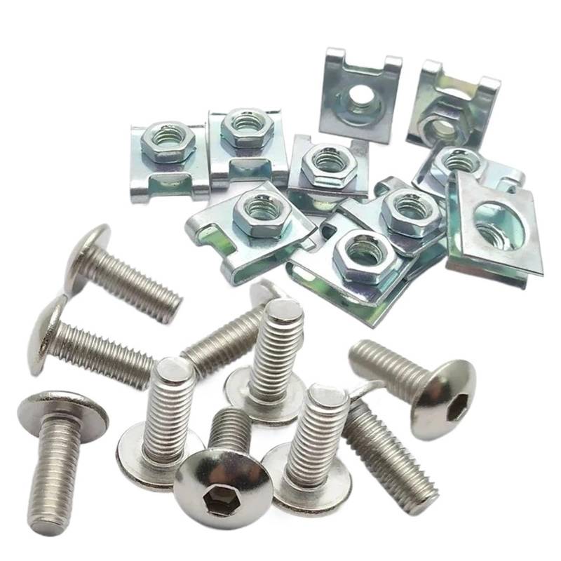 10 Satz Kunststoffabdeckung Silber Edelstahl Schraube Bolzen Und U Typ Clips Mit Mutter M6 6mm M6X16 von Chenhj