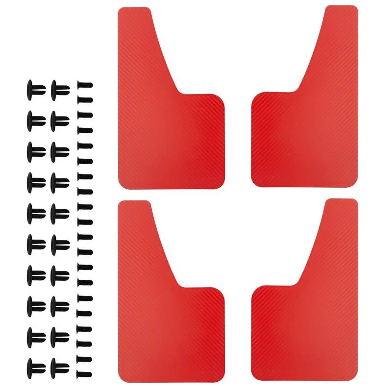 4-teiliges Kotflügel-Set In Karbonfaser-Optik For Vorn Und Hinten, Schmutzfänger, Spritzschutz, Auto, Van, SUV, Pickup, Zubehör(Red) von Chenhj