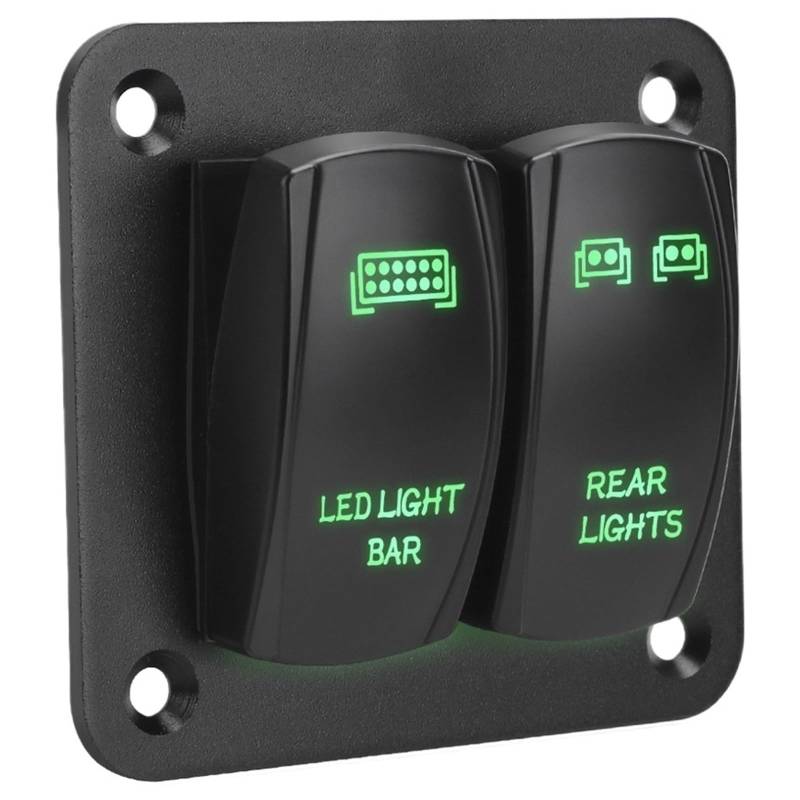 Mit LED-Licht Kabelbaum 2 Gang Wippschalter Panel Innenteile Schalter Bedienfeld For Auto ATV 5 Pin EIN/Aus Kippschalter(Green) von Chenhj