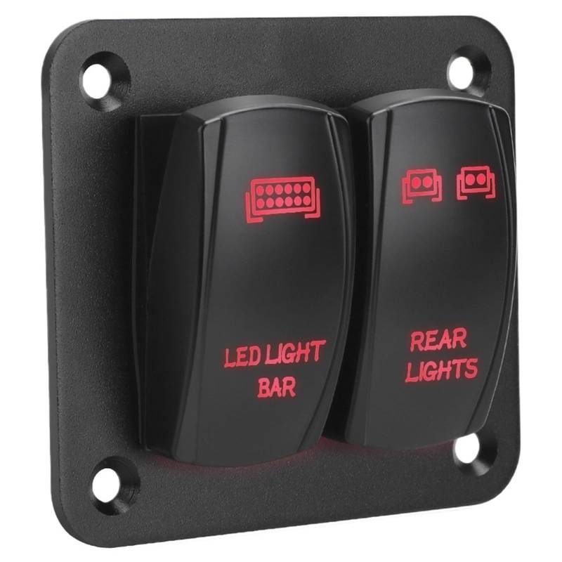 Mit LED-Licht Kabelbaum 2 Gang Wippschalter Panel Innenteile Schalter Bedienfeld For Auto ATV 5 Pin EIN/Aus Kippschalter(Red) von Chenhj