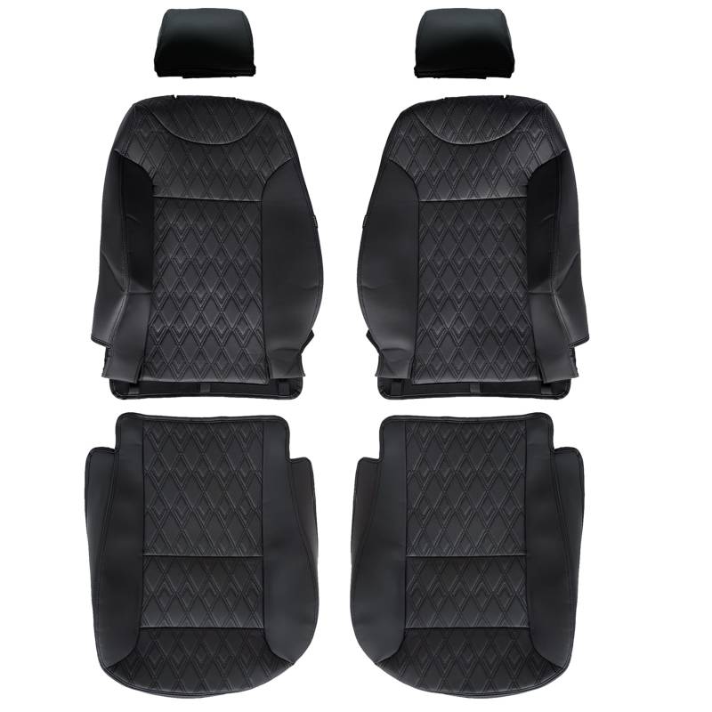 Chifeng Vordersitze 2 Stück Autositzbezüge Set kompatibel mit VW Caddy, wasserdicht PU Leder Sitzschoner Auto Kompatibler Airbag (schwarz) von Chifeng