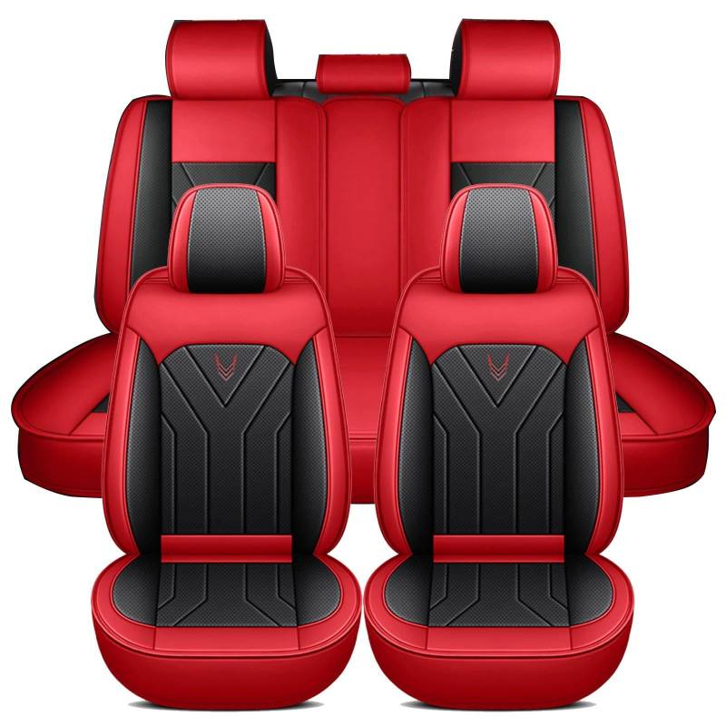 Chifeng Wasserdicht Autositzbezüge Komplettes Set, Universell Passend Für 95% SUVs Car,Comfortable Wear-Resistant Breathable Black (RED) von Chifeng