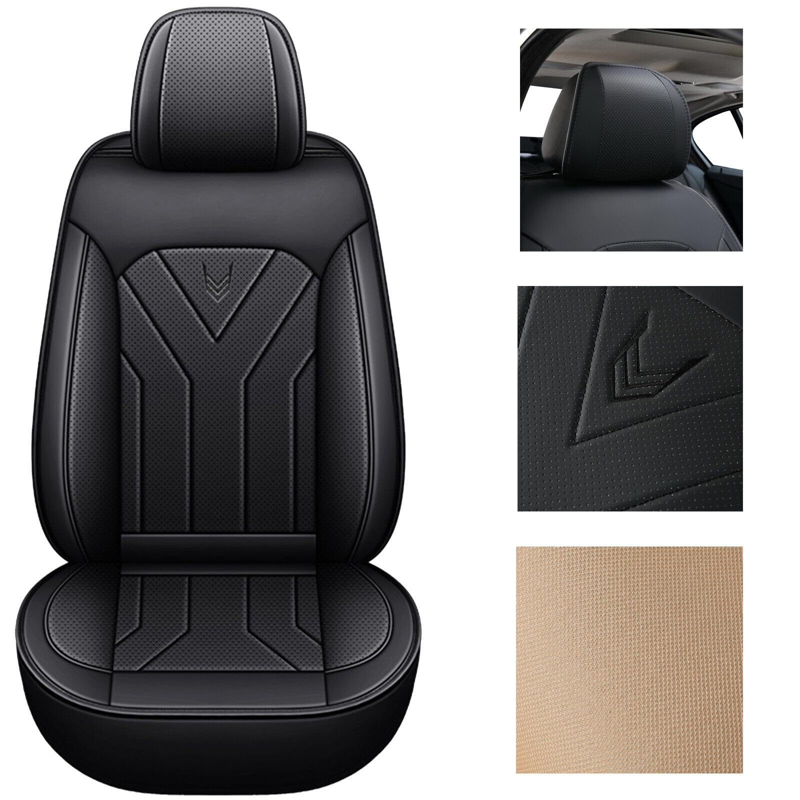 Chifeng Wasserdicht Autositzbezüge Komplettes Set, Universell Passend Für Dacia Duster Jogger Logan Logan Stepway Sandero Sandero Stepway, Komfortabel, Abrasionfest, Atmungsaktiv, Rot (Black) von Chifeng