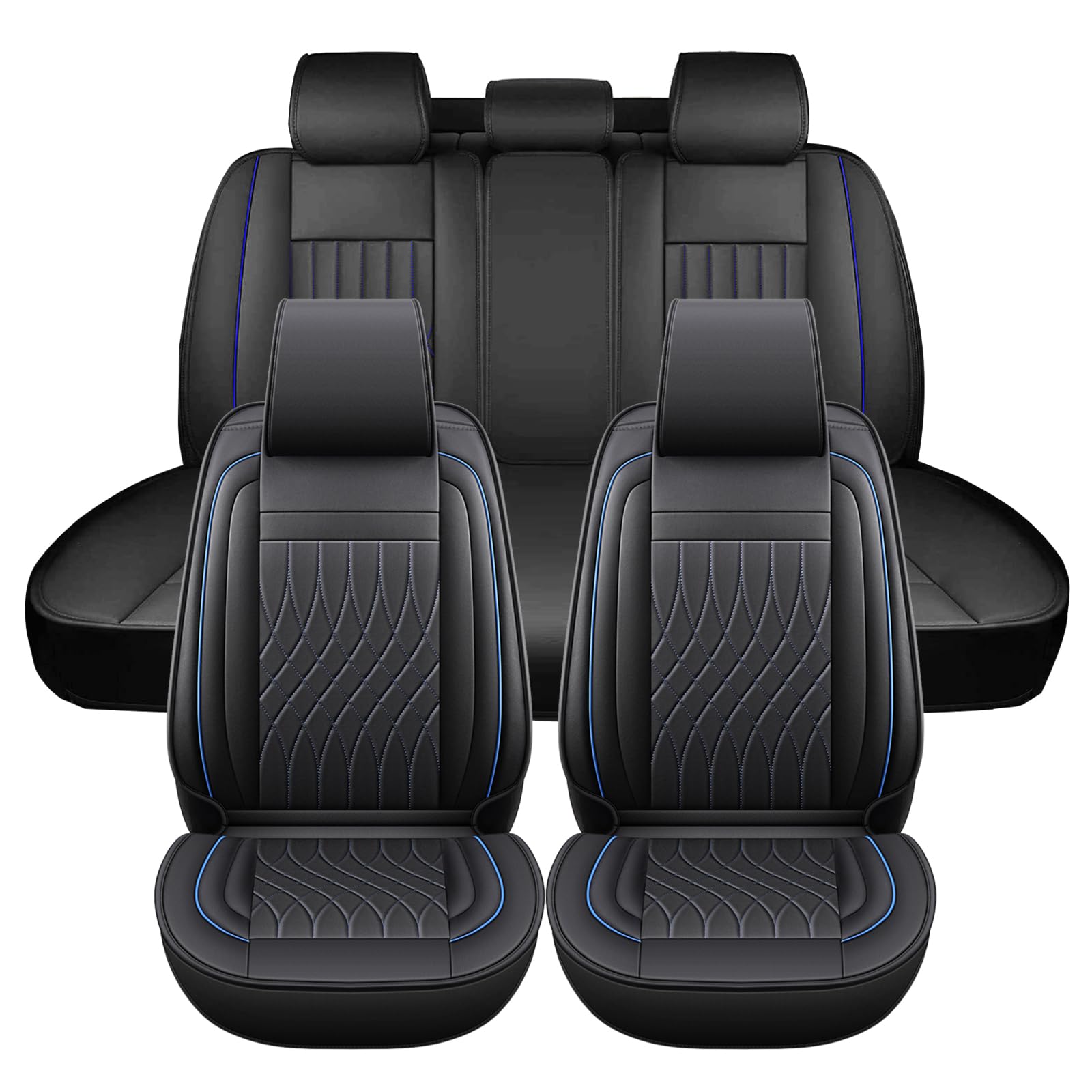 Chifeng Wasserdicht Autositzbezüge Komplettes Set Für VW Caddy Passat Amarok Bora Golf Jetta Polo Tiguan Universell Passend (Für Tiguan,Blau) von Chifeng