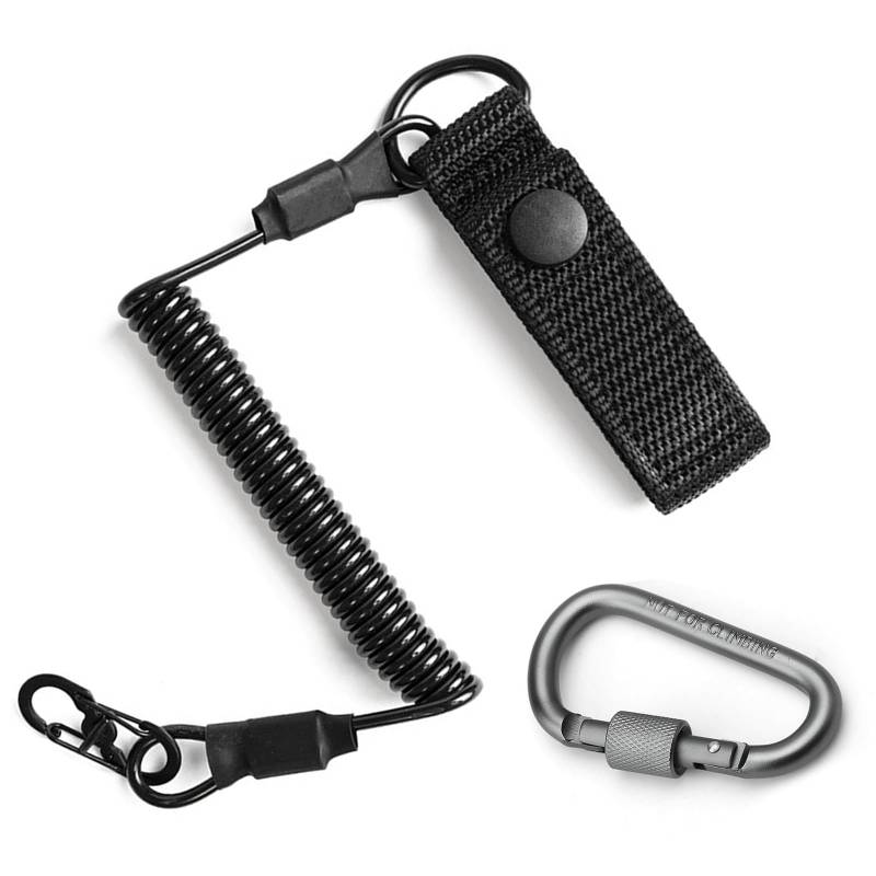 Chingcoo Tactical Lanyard, Spirale Schlüsselring Elastische Spiralkabel, Tactical Lanyard SchlüSselanhänger Spiral SchlüSselanhänger mit Karabiner für Wandern, Klettern, Camping von Chingcoo