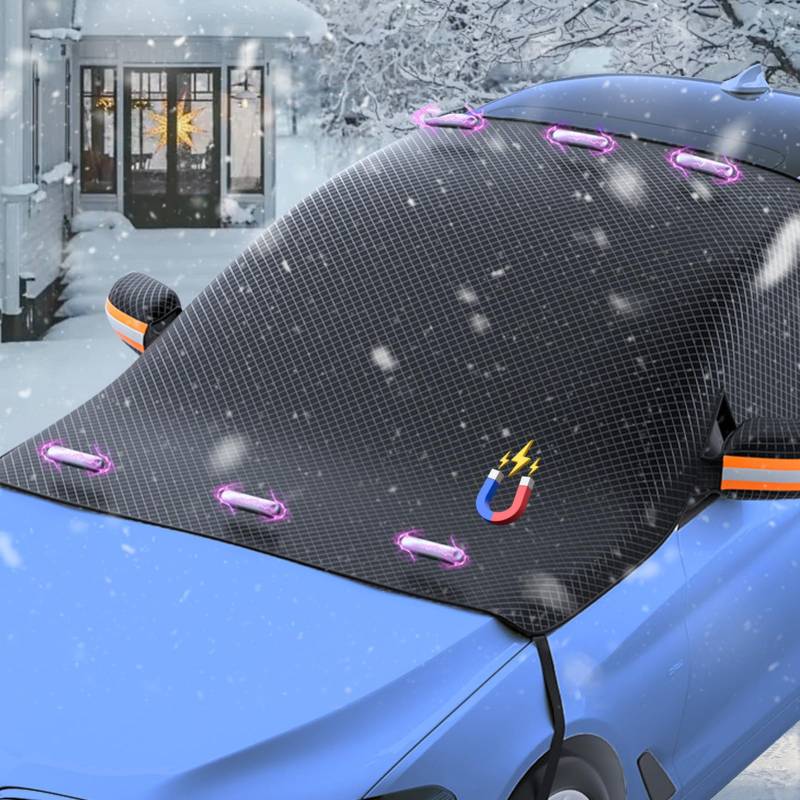 Frontscheibenabdeckung Winter, Windschutzscheibenabdeckung Auto mit 6 Magneten Fixierung, Magnetische Frontscheibenabdeckung Auto Abdeckung Winter für Gegen, Schnee, EIS, Frost, Staub, UV-Schutz von Chingcoo