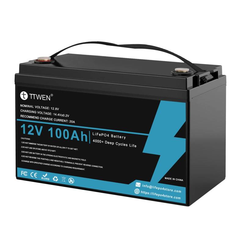 12V 100Ah LiFePO4 Batterie, 1280Wh Lithium Akku mit 100A BMS, Max. 15000 Zyklen Ladezyklen, Unterstützung in Serie/Parallelschaltung, Perfekter Ersatz für Blei-Säure für Wohnmobile, Solaranlage von Chiusuet