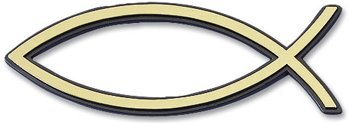 Christliche Geschenkideen °° Relief-Aufkleber Fisch Ichthys (goldfarben, 13 cm) von Christliche Geschenkideen