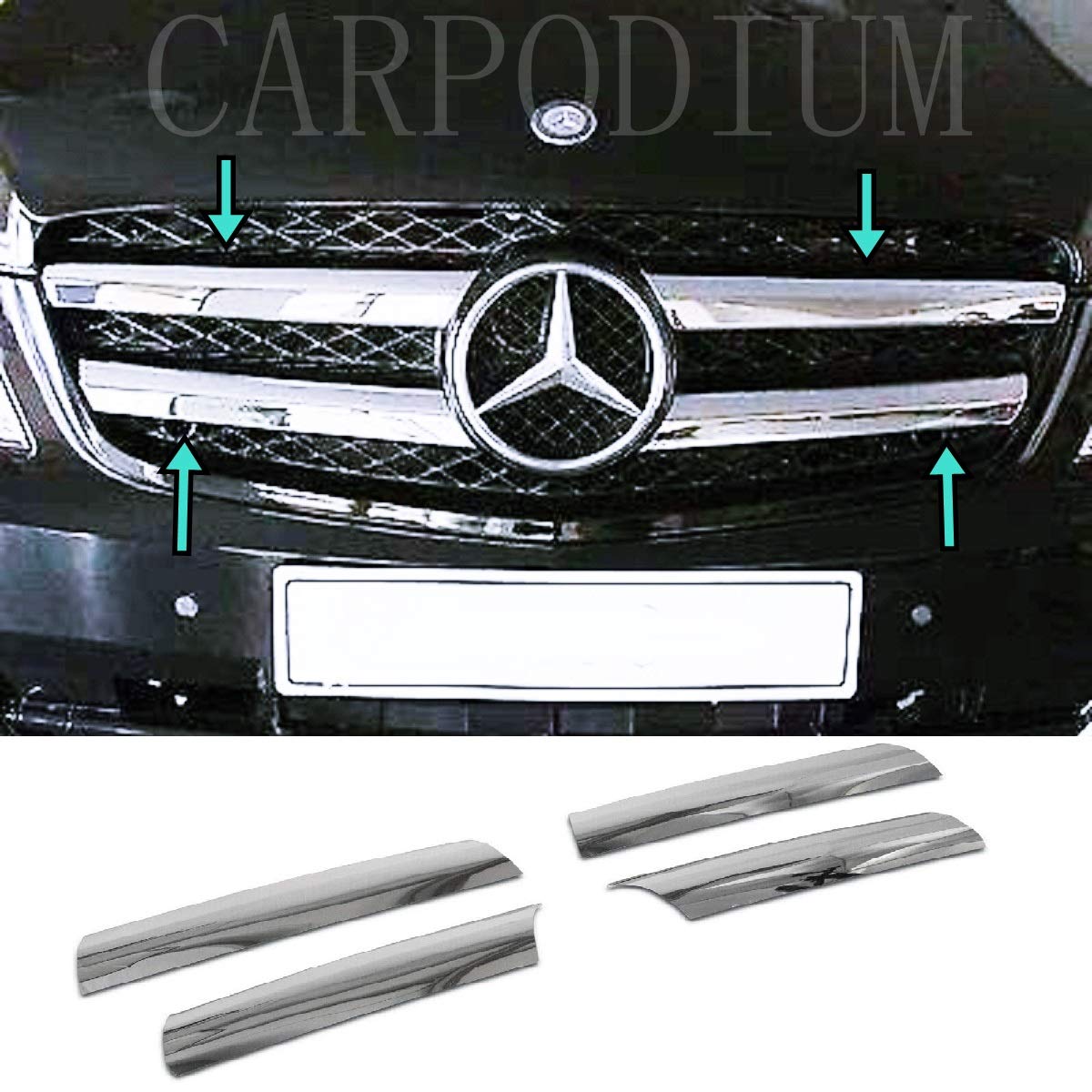 Chrome Kühlergrill 4 Stück S.STEEL für Mercedes Vito W639 Facelift von 2010 bis 2014 von Chrome