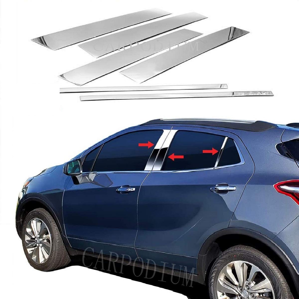 Chrome Tür Fenster Säule Rand 6 Teile für Vauxhall Opel Mokka/Mokka X 2012-UP von Chrome