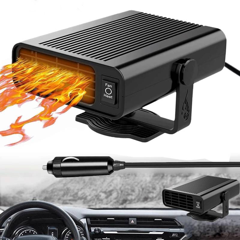 Auto Heizlüfter, Auto Heizung, 12V Tragbare Autoheizung, 2 in 1 Anti-Beschlag Auto-Heizung Windschutzscheibe Defroster, 150W Auto Innenraumheizung, Auto Defogger Heizung Demister für alle Autos von Chuankefanxing