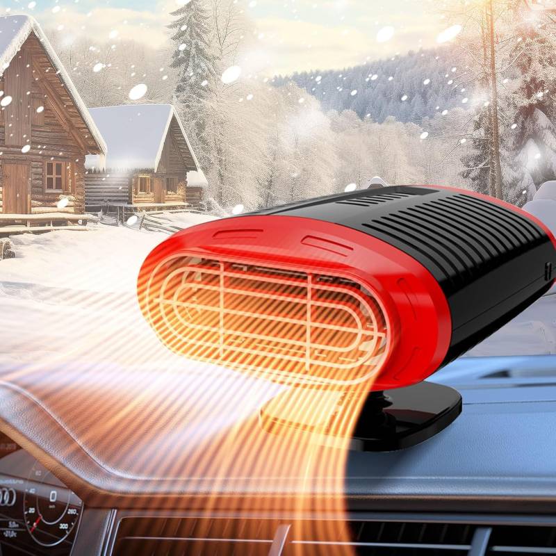 Chuankefanxing 12V Auto Heizung, Tragbare 2 in 1 Autoheizung zum Entfrosten und Entfrosten, 360° Drehbarer Windschutzscheibe Nentfeuchter, 150W Schnelles Heizen Oder Kühlen für Autos SUVs LKWs RVs von Chuankefanxing