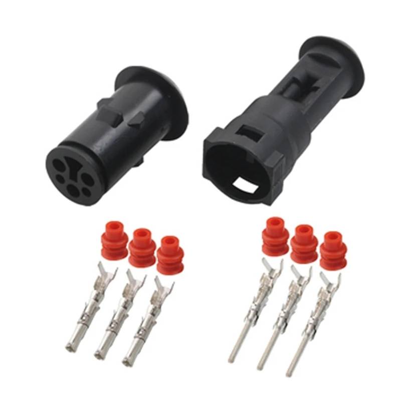 ChunLK 1/5/10/20/50/Sets 3 Pin 1,5mm 1-926554-1 TE TBlack Männlich Weiblich Auto Wasserdichter Stecker Stecker Rundmantel DJ3031-1.5-11/21(3p Female Male,50 Sets) von ChunLK