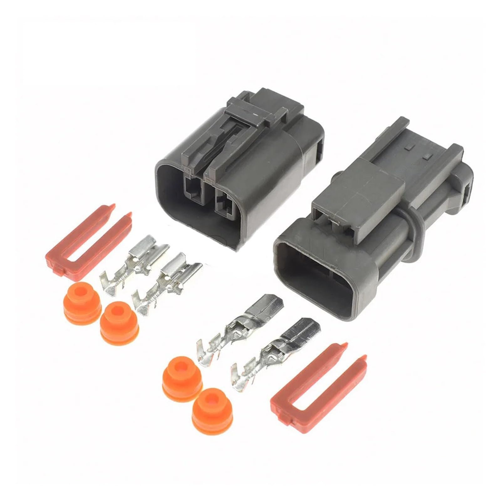 ChunLK 1/5/10/20 Kits 6,3 mm 2 Löcher Männlich Weiblich Wasserdicht Motorkühllüfterstecker Autogeneratorstecker 7223-6224-40 7122-6224-40(Male Female Set,5Sets) von ChunLK