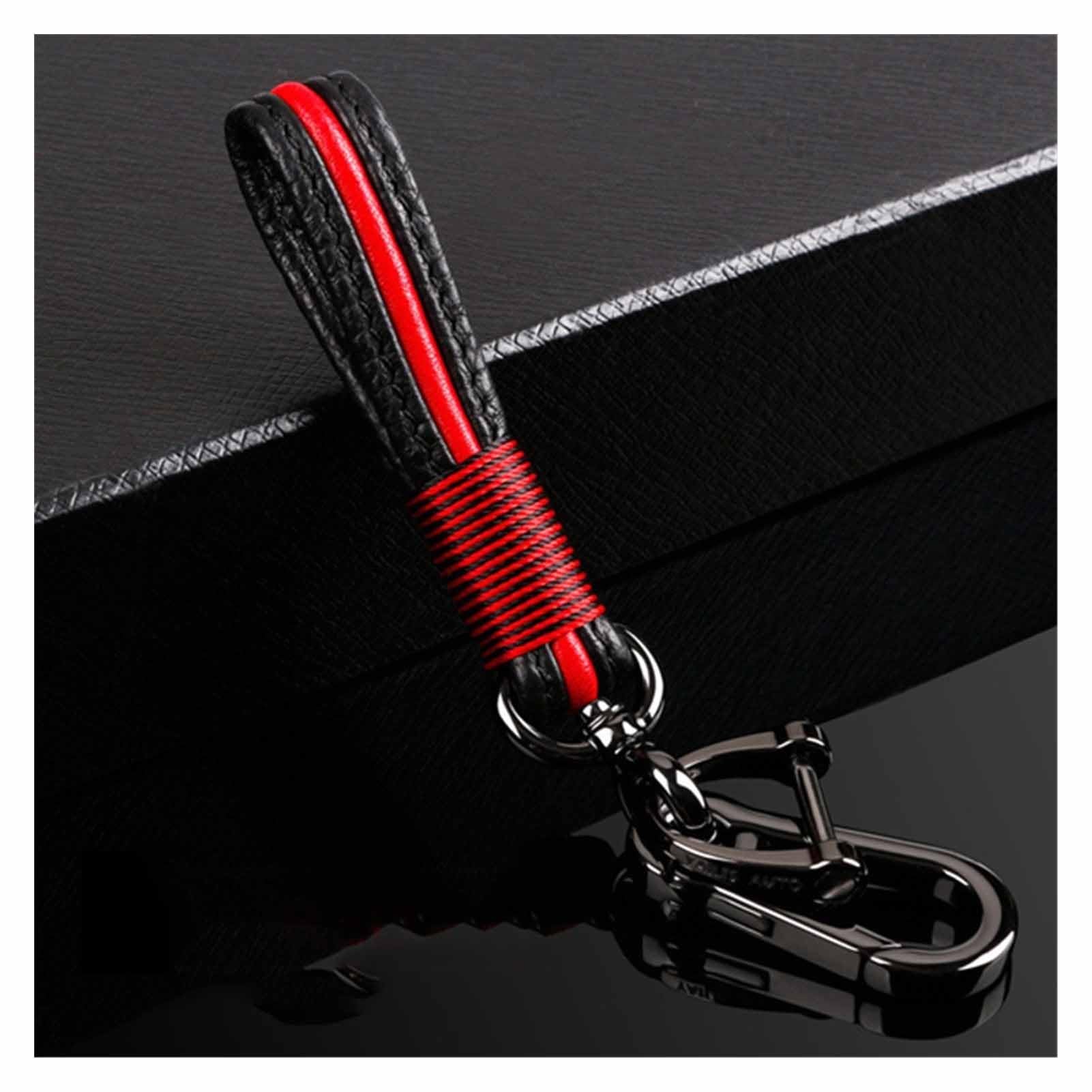 ChunLK 2019 ABS + Silica Gel Carbon Faser Auto Schlüssel Schützen Fall Abdeckung Kompatibel Mit ABRG Klasse GLK GLA W204 W251 w463 W176(Red Keychain) von ChunLK