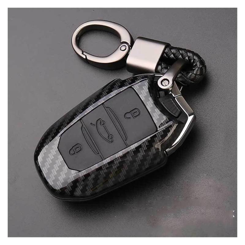 ChunLK Carbon Fiber Auto Fernbedienung Schlüssel Abdeckung Fall Halter Schützen, Kompatibel mit 301 308 308S 408 2008 3008 4008 5008 Auto Zubehör Schlüssel Fall(A Carbon Black) von ChunLK