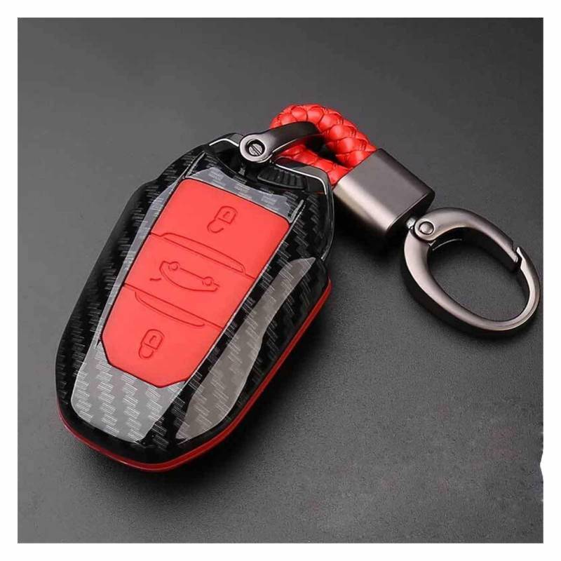 ChunLK Carbon Fiber Auto Fernbedienung Schlüssel Abdeckung Fall Halter Schützen, Kompatibel mit 301 308 308S 408 2008 3008 4008 5008 Auto Zubehör Schlüssel Fall(A Carbon red) von ChunLK