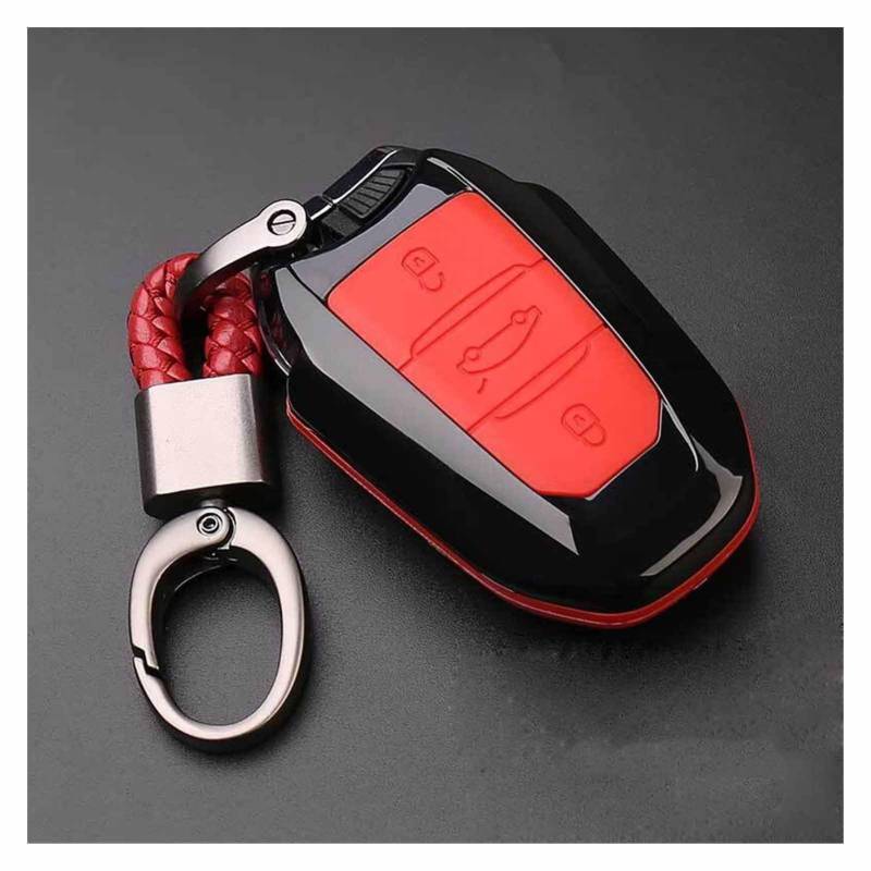 ChunLK Carbon Fiber Auto Fernbedienung Schlüssel Abdeckung Fall Halter Schützen, Kompatibel mit 301 308 308S 408 2008 3008 4008 5008 Auto Zubehör Schlüssel Fall(A RED) von ChunLK