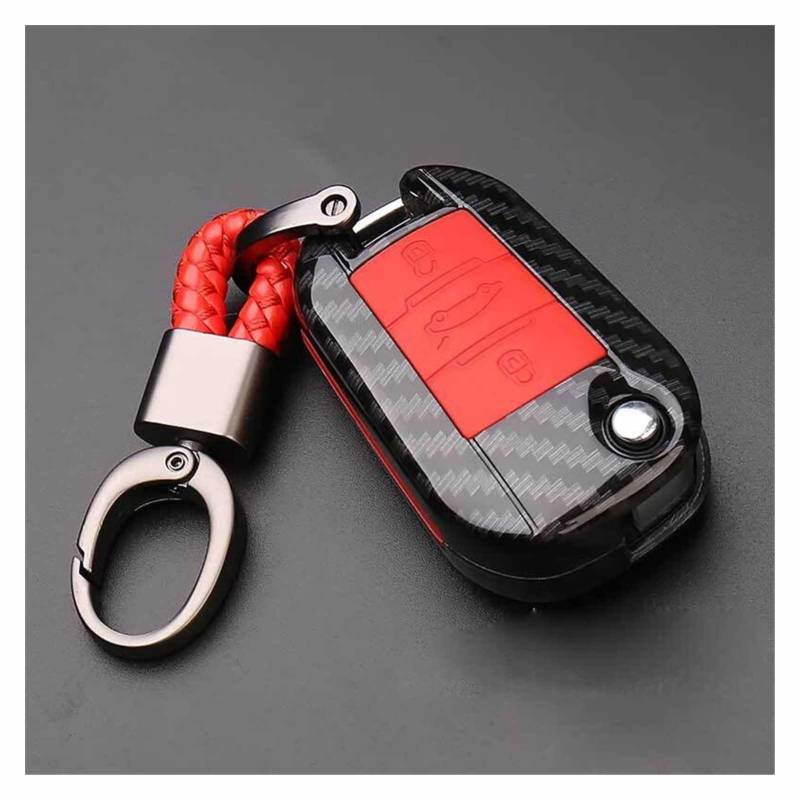 ChunLK Carbon Fiber Auto Fernbedienung Schlüssel Abdeckung Fall Halter Schützen, Kompatibel mit 301 308 308S 408 2008 3008 4008 5008 Auto Zubehör Schlüssel Fall(B Carbon red) von ChunLK