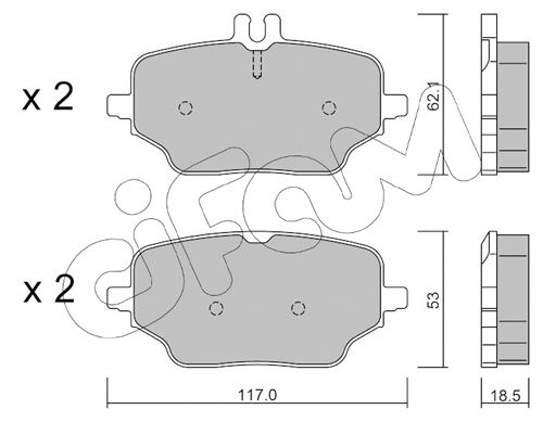 Bremsbelagsatz, Scheibenbremse Hinterachse Cifam 822-1273-0 von Cifam