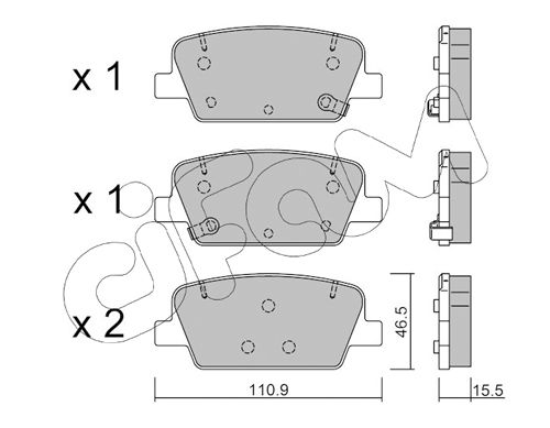 Bremsbelagsatz, Scheibenbremse Hinterachse Cifam 822-1283-0 von Cifam