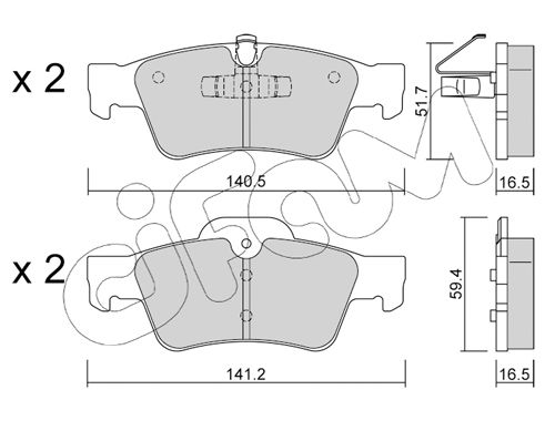 Bremsbelagsatz, Scheibenbremse Hinterachse Cifam 822-568-1 von Cifam