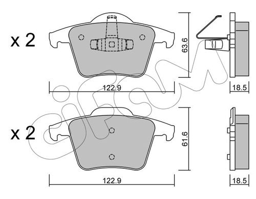 Bremsbelagsatz, Scheibenbremse Hinterachse Cifam 822-688-0 von Cifam