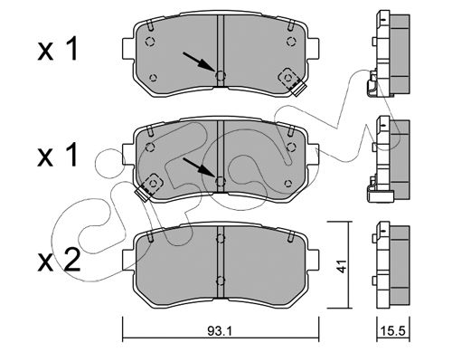 Bremsbelagsatz, Scheibenbremse Hinterachse Cifam 822-725-1 von Cifam