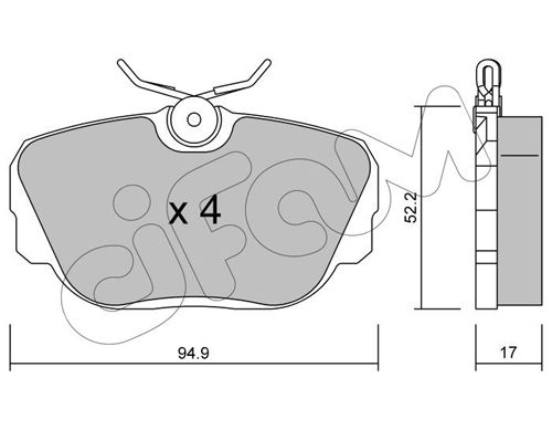 Bremsbelagsatz, Scheibenbremse Vorderachse Cifam 822-042-0 von Cifam