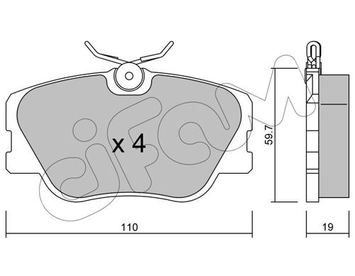 Bremsbelagsatz, Scheibenbremse Vorderachse Cifam 822-061-0 von Cifam