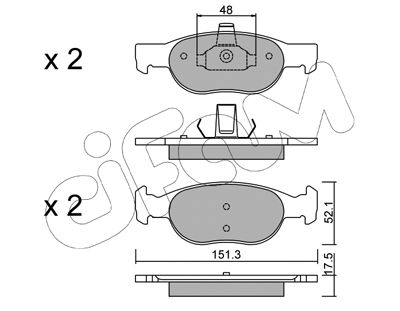 Bremsbelagsatz, Scheibenbremse Vorderachse Cifam 822-079-2 von Cifam