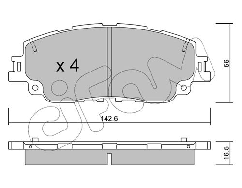 Bremsbelagsatz, Scheibenbremse Vorderachse Cifam 822-1227-0 von Cifam