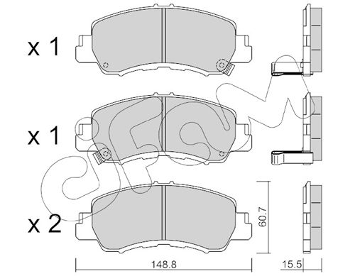 Bremsbelagsatz, Scheibenbremse Vorderachse Cifam 822-1239-0 von Cifam