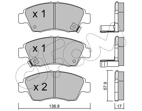 Bremsbelagsatz, Scheibenbremse Vorderachse Cifam 822-175-0 von Cifam