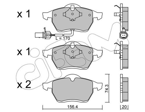 Bremsbelagsatz, Scheibenbremse Vorderachse Cifam 822-279-1 von Cifam