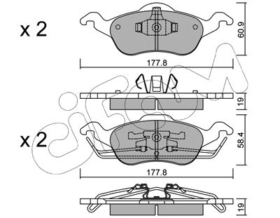 Bremsbelagsatz, Scheibenbremse Vorderachse Cifam 822-291-0 von Cifam