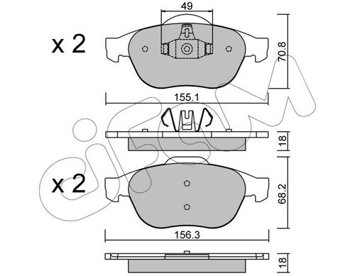 Bremsbelagsatz, Scheibenbremse Vorderachse Cifam 822-336-2 von Cifam