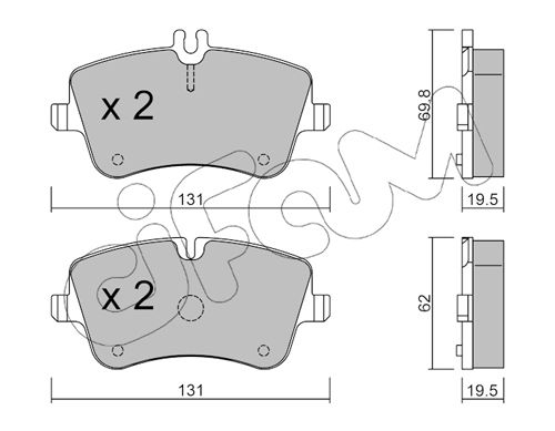 Bremsbelagsatz, Scheibenbremse Vorderachse Cifam 822-342-0 von Cifam