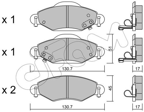 Bremsbelagsatz, Scheibenbremse Vorderachse Cifam 822-421-0 von Cifam