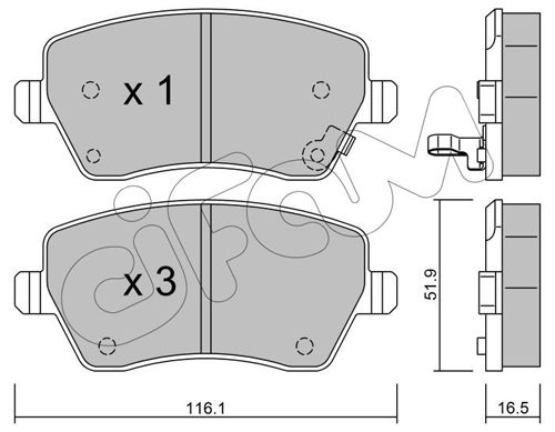 Bremsbelagsatz, Scheibenbremse Vorderachse Cifam 822-485-1 von Cifam