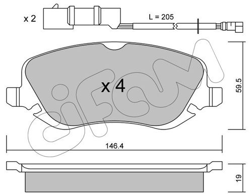 Bremsbelagsatz, Scheibenbremse Vorderachse Cifam 822-529-0 von Cifam