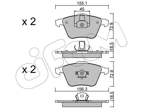 Bremsbelagsatz, Scheibenbremse Vorderachse Cifam 822-549-3 von Cifam